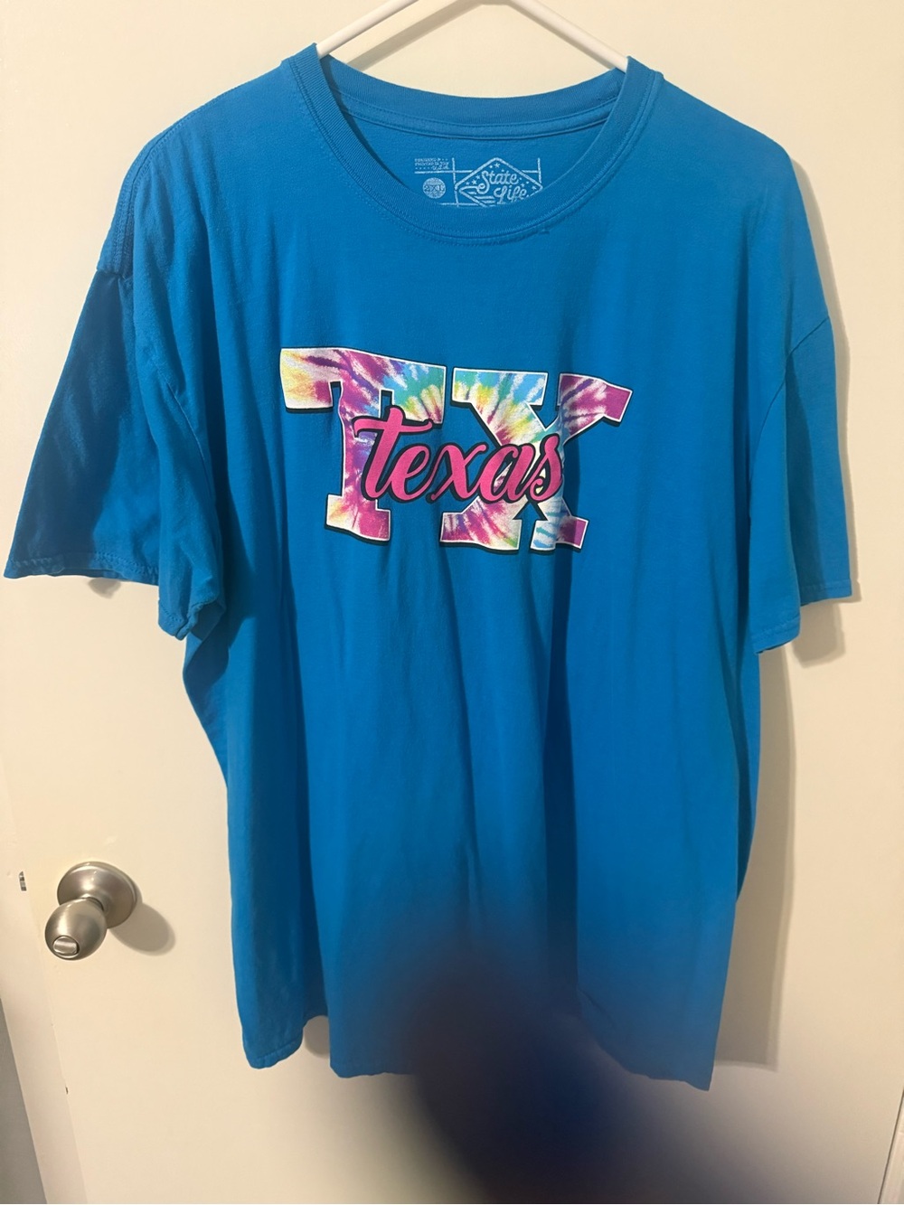 Blue "Texas" Tie-Dye Logo Short Sleeve Tee